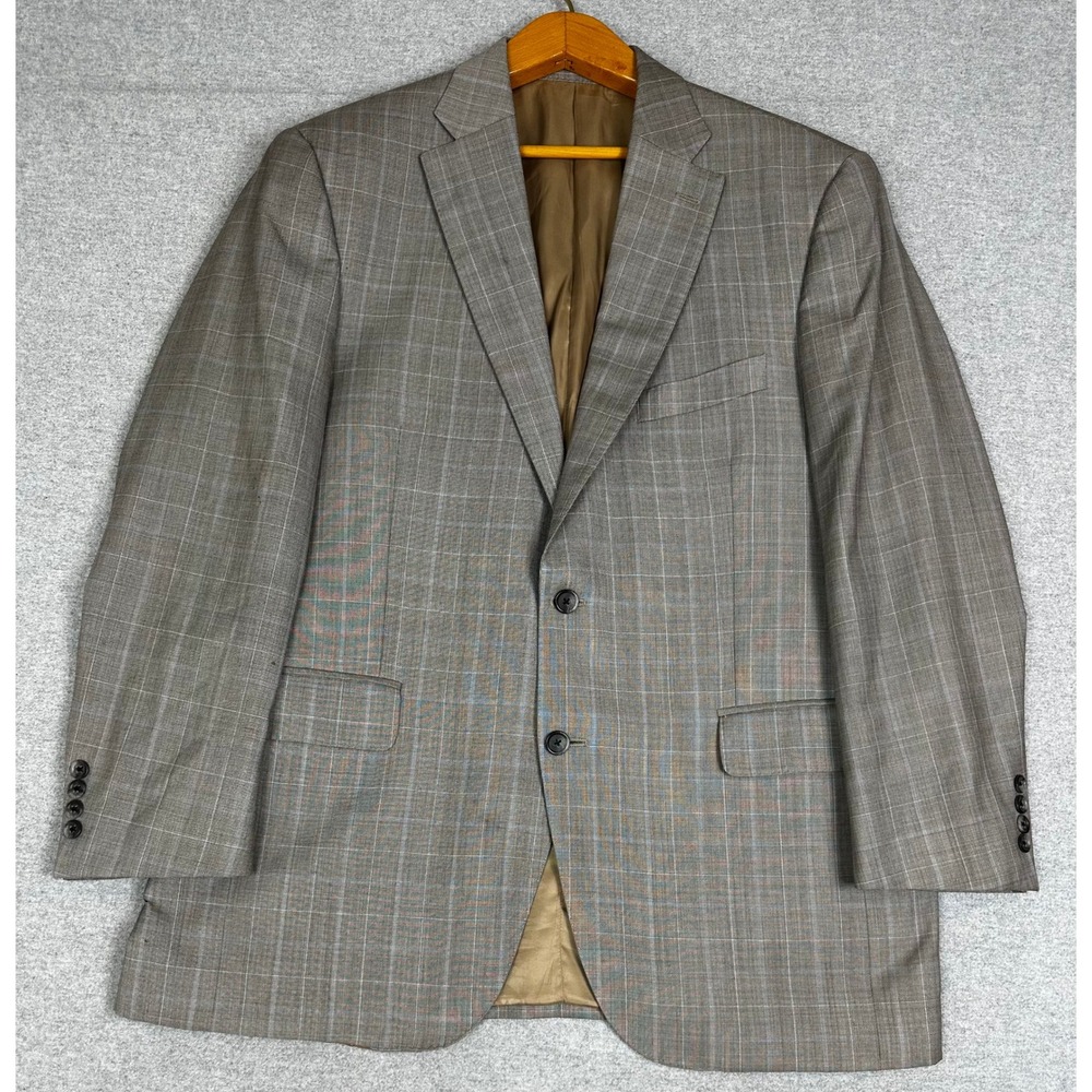 Peter Millar Blazer Mens 42R Grey Wool Glen Plaid 2-Button Sport Coat